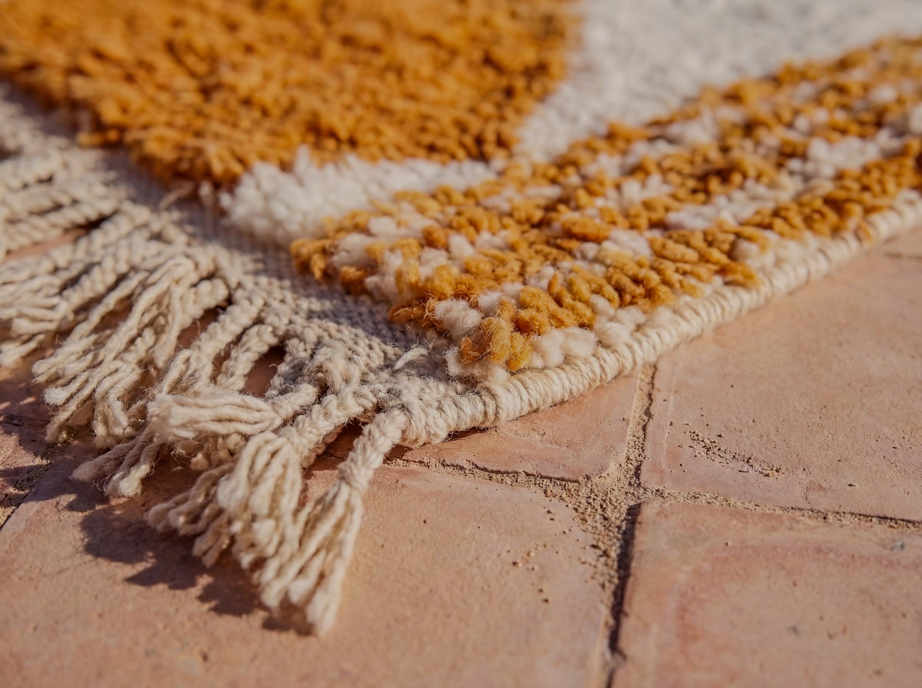 Tapis Marocain Berbère 6.5x9.5 FT - Laine Tissée Main - Orange Abstrait Boho