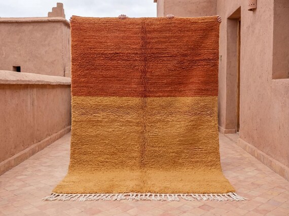 Burnt Orange Rug – Handmade Moroccan Wool Ombre Shag Carpet