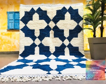 Auténtica alfombra de lana marroquí Beni ourain, alfombra bereber hecha a mano, alfombra de lana genuina, alfombra hecha a mano, estilo Beni ourain, alfombra de área, Teppich