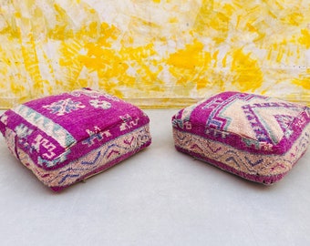 Kilim square ottoman cushion cover pouf - Deal for 2 Berber Moroccan Floor cushions - Seat cushion - armchair - sofa pillow