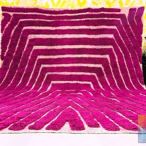 Purple Beni Ourain Rug - Moroccan Wool Rug - Berber Area Rug - Custom Rugs For Bedroom - Handmade Rugs For Living Room - Home Decor
