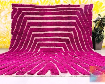 Purple Beni Ourain Rug - Moroccan Wool Rug - Berber Area Rug - Custom Rugs For Bedroom - Handmade Rugs For Living Room - Home Decor