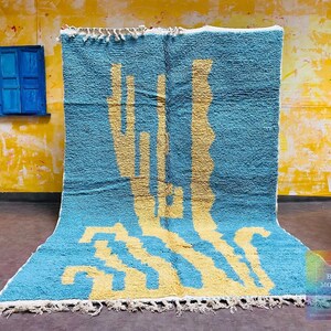 Moroccan rug blue - Berber rug - Custom Moroccan rug - Beni ourain rug - Handmade rug - Abstract Wool rug - blue rug - moroccan blue rug
