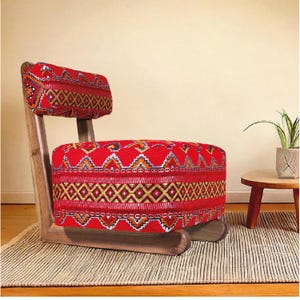 Reading Armchair, Mid century armchair, Red Moroccan chair, Accent chair, Indoor and Outdoor chair, Mid-Century Vintage Style
