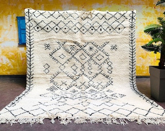 Alfombra beni ourain, alfombra marroquí auténtica, alfombra bereber, alfombra de lana genuina, alfombra hecha a mano, estilo beni ourain, alfombra de área, Tapis berbere, Teppich