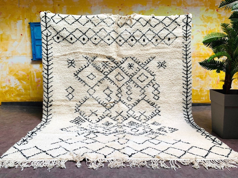 Beni ourain rug, Authentic Moroccan rug, Berber carpet, Genuine Wool rug, Handmade rug, Beni ourain style, Area rug, Tapis berbere, Teppich image 1
