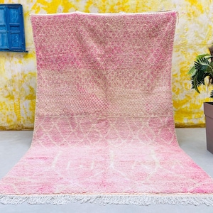 Pink Moroccan Rug - Handwoven Wool Berber Carpet - Soft Bohemian Area Rug - Berber Beniourain Rug, Pink Rug, Handmade Sheep Wool Rug
