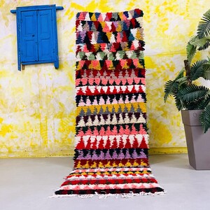 Boucherouite rug 2.7 Ft x 8.9 Ft, Morocco vintage rug, wool berber rug, Morrocan rug, berber rug, colorful Boucherouite rug 2x9