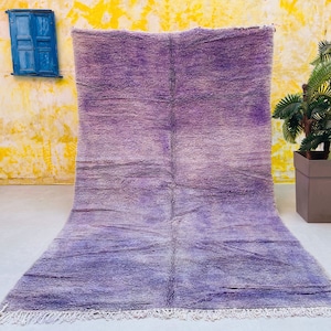 Vintage Moroccan Rug 6.5 ft x 10.7 ft - Handwoven Purple Wool Rug with Gradient Tones - Soft Plush Berber Carpet - Bohemian Rug 6x10
