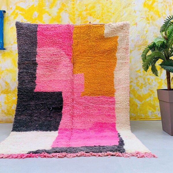 Wolle Teppich 5,6 FT x 7,7 FT Marokko Teppich - handgemachte marokkanische Berber Teppich - weiß flauschigen Teppich 5 x 7