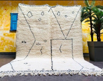 Alfombra Beni ourain, alfombra marroquí auténtica, alfombra bereber, alfombra de lana genuina, alfombra hecha a mano, estilo Beni ourain, alfombra de área, Tapis berbere, Teppich