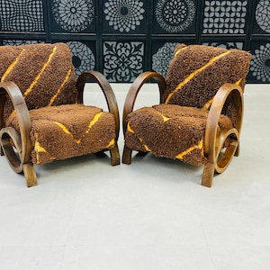 Set of 2 Mid century armchair, Retro lounge chair, modern chair, relax vintage style chair, Handmade wood chair, Moroccan Wood Armchair Gift