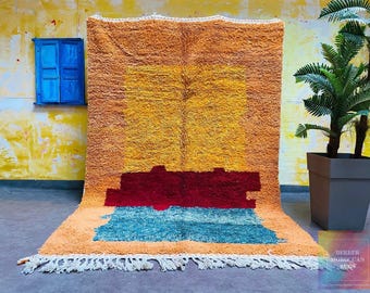 Alfombra Beni Ourain - Alfombra marroquí auténtica - Alfombra Beni Ourain personalizada - Alfombra Beni - Alfombra marroquí grande - Alfombra naranja - Alfombra personalizada