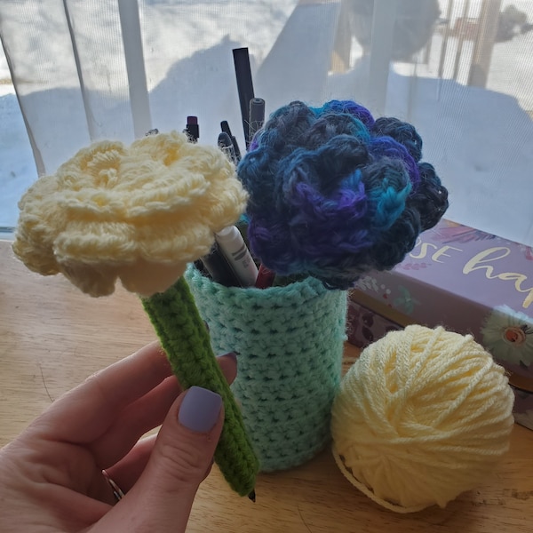 Crochet Flower Pen Etsy
