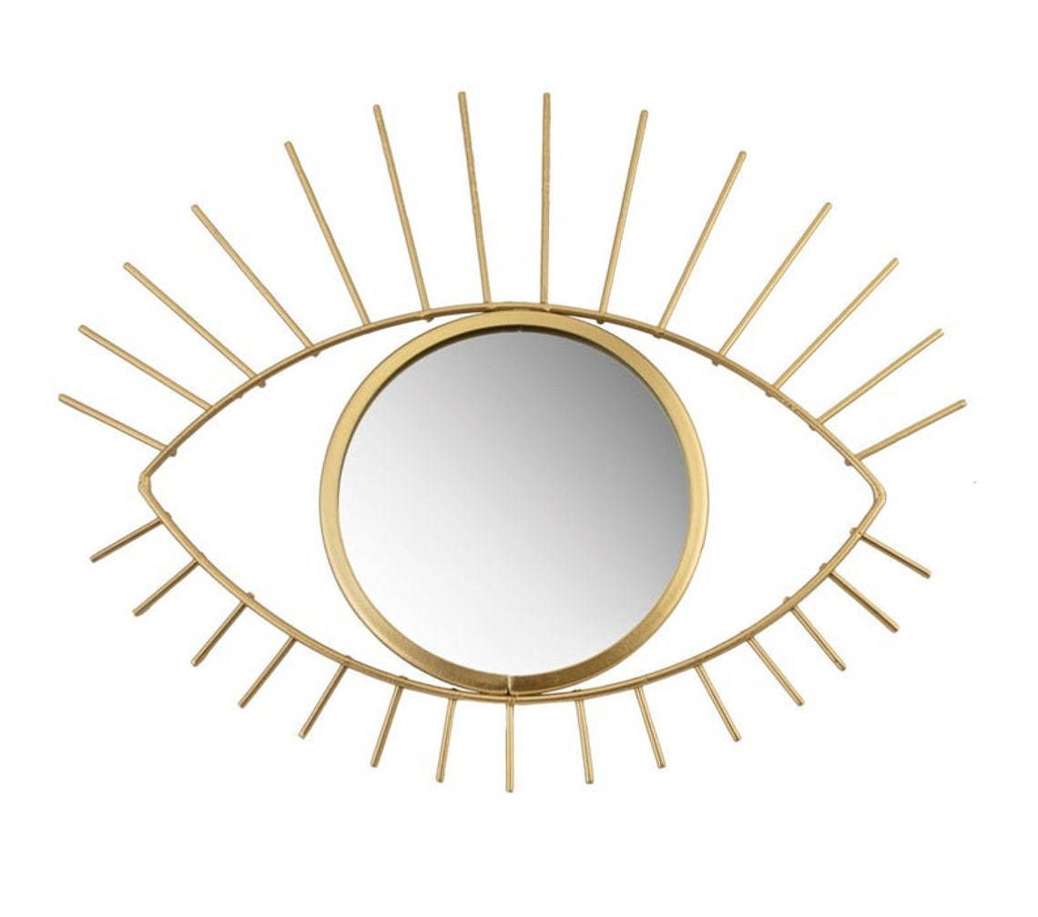 Eye Mirror Gold Round Mirror Third Eye Mirror Wall Decor Etsy