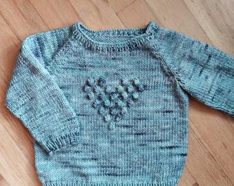 Full Hearts Crew Knitting Pattern: Toddler to Big Kids Heart Sweater (PDF Pattern)