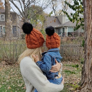 Counting Cables Mom and Me Hats - Matching Winter Hats - Cable Knit Hats - Matching Set - Family Photos - Christmas Gift for Mom - Toddler