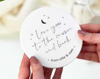 Personalised Quote Coaster for Mum | Love you Coaster, Moon & Back Quote, Custom Name Gift, Mother's Day