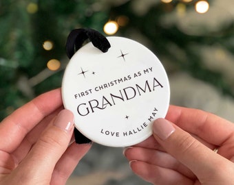 Personalised New Grandparent Gift, Grandma or Granddad Keepsake, Gift from Grandchild, 2023 Christmas Tree Decoration