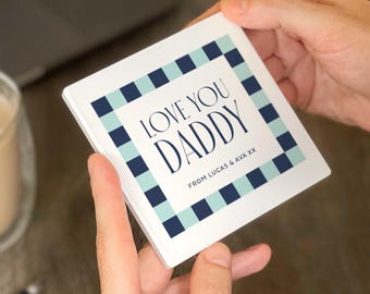 Presente personalizado de porta-copos para papai | Presente de dia dos pais de crianças, porta-copos de cerâmica personalizado, pai amante de café