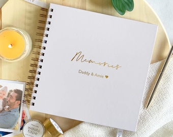 Personalised Memory Book for Dad: Gold Foil Scrapbook Album