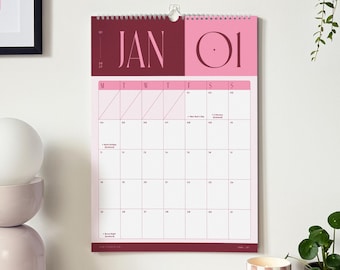 2027 Wall Calendar: Colourful Large A3 or A4 Monthly Planner