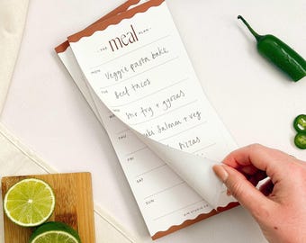 Weekly Meal Planner Notepad, Dinner Menu Planning Pad, Wavy Tear Off Pages