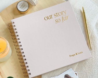 Our Story So Far Scrapbook | Personalised Couples Memory Book, First Wedding Anniversary Gift, Engagement Gift
