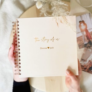 Personalised Couples Scrapbook, The Story of Us Memory Book, Anniversary Journal, Wedding Memories Photo Album, Custom Names Engagement Gift