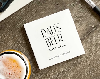 Personalized Beer Coaster: Custom Ceramic Drink Coaster for Dad