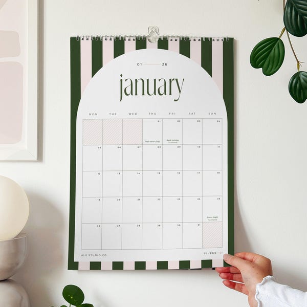 SECONDS | 2026 Wall Calendar: Large A3 or A4 Monthly Planner with UK Bank Holidays