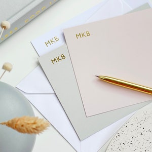 Personalised Note Cards, Letterpress Notecard Set, Monogram Stationery, Luxury Notecard Set, Gold Foil Notecards, New Job Gift