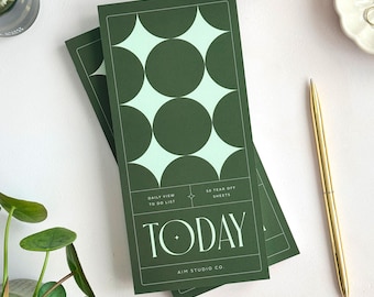 Daily Planner Notepad with Cover, Retro Slim To Do List Pad, 50 Tear-Off Sheets