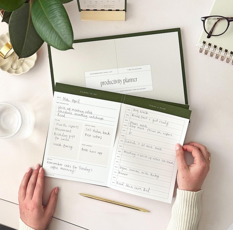 daily schedule desk pad with perforated time blocking planner for productivity at work