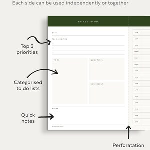 daily schedule planner with to do list quick tasks and notes on tear off notepad with cover