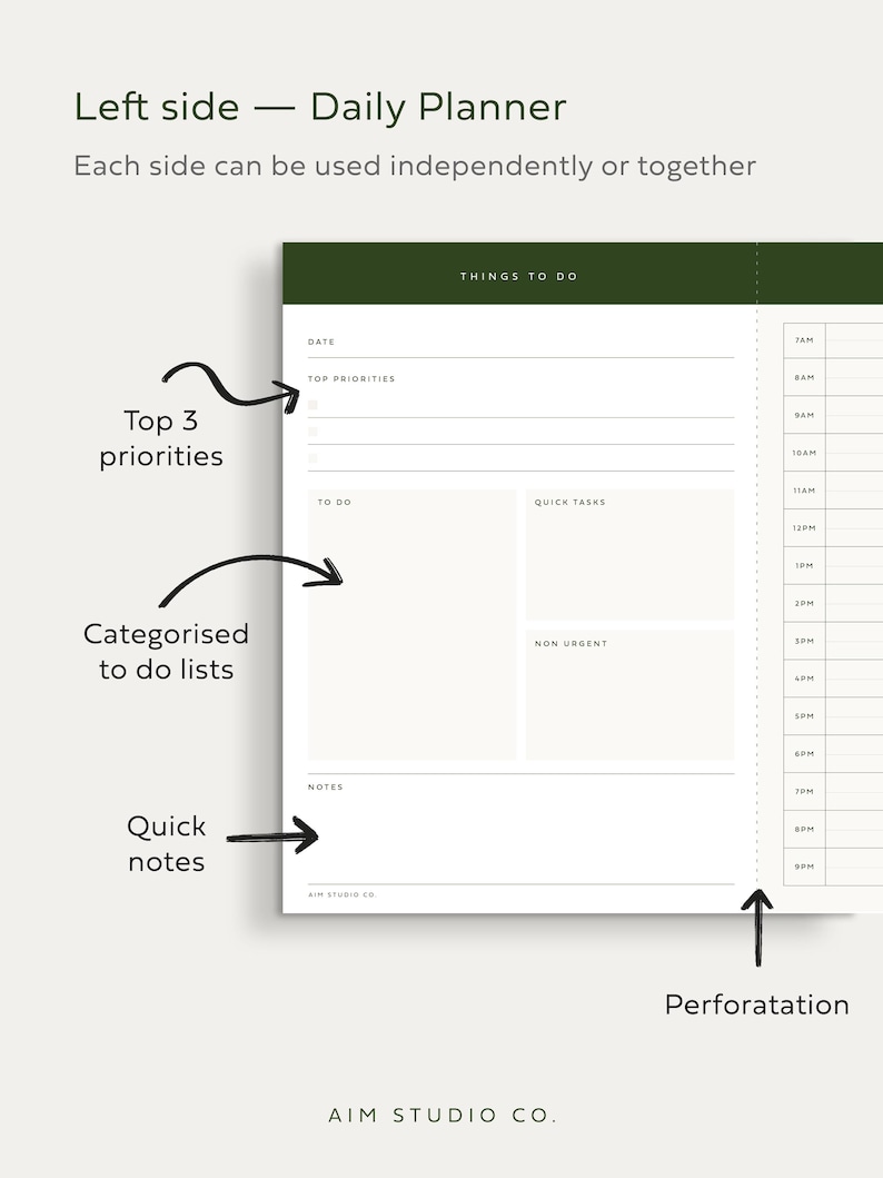 daily schedule planner with to do list quick tasks and notes on tear off notepad with cover