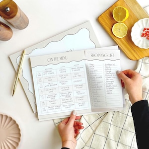 Planejador de Refeições Semanal e Lista de Compras | Cardápio e Lista de Compras Destacáveis, Cardápio Semanal para o Jantar, Bloco de Planejamento de Refeições, Plano Alimentar com Folhas Destacáveis