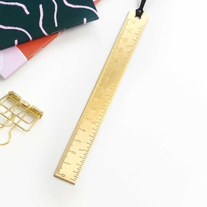 Gold Metal Ruler, 15cm Brass Craft Measuring Ruler, Gold Desk Stationery image 3