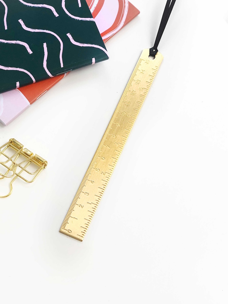 Gold Metal Ruler, 15cm Brass Craft Measuring Ruler, Gold Desk Stationery image 3