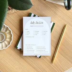 Daily Wellness Notepad | Mood Tracker Note Pad, Gratitude Desk Pad, Daily Check In for Mental Health, Self Care & Mindfulness Planner