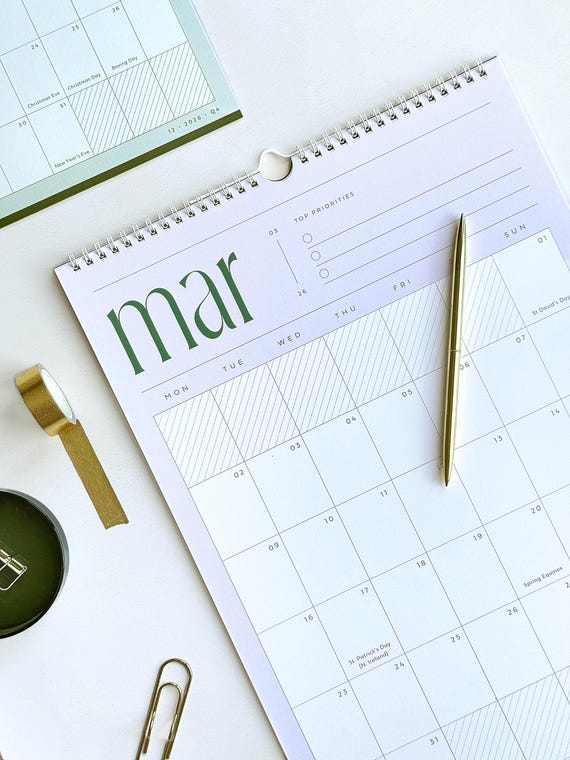 SECONDS 2026 Minimalist Calendar with Stickers: Large A3 Monthly Wall Planner, 12 Months