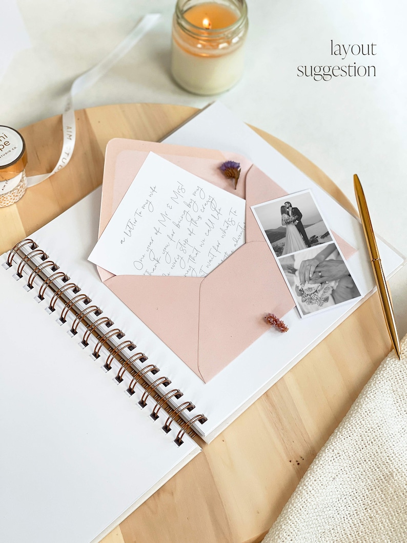 letter to the bride from her husband to be inside personalised scrapbook for wedding day gift