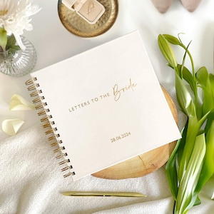 Álbum de recortes de cartas a la novia / Libro nupcial grande con fecha de boda personalizada, regalo para la futura novia