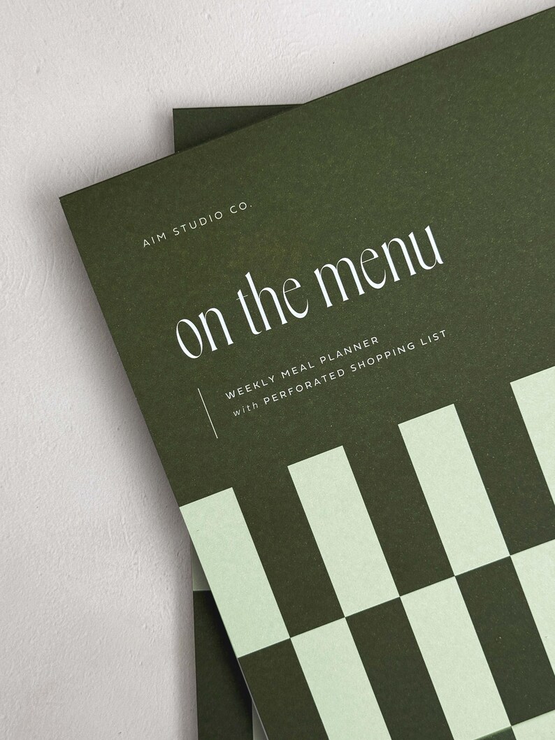 close up of A4 meal planning notepad cover for daily meal prep.