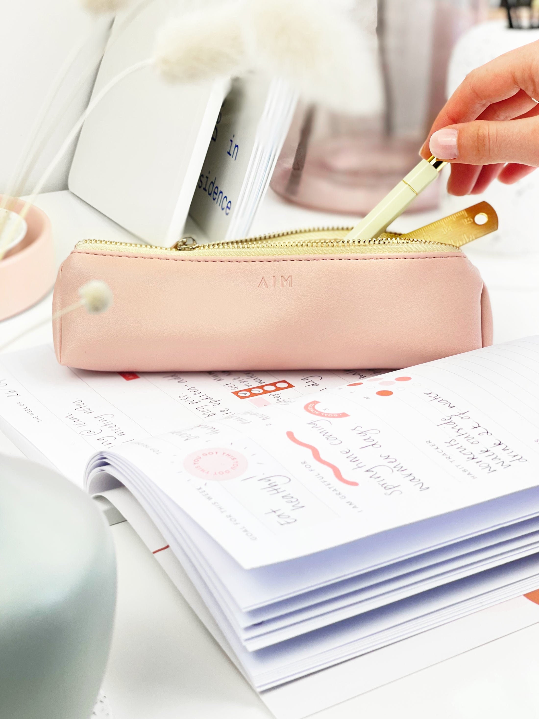 Blush Pink Pencil Case Vegan Leather Case Luxury Pen Pouch -  Denmark