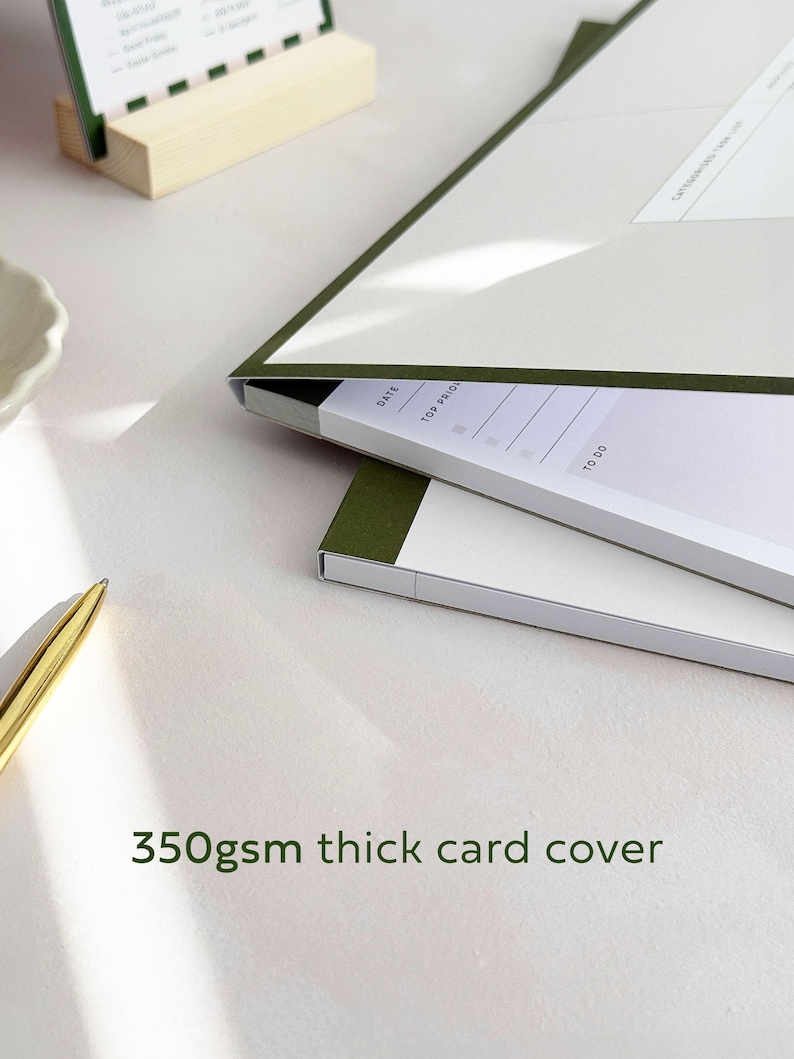 350gsm card cover on productivity planner notepad