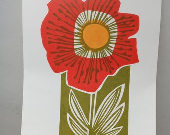 Californian Poppy Linoprint