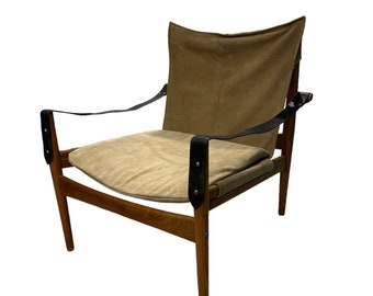 Mid Century Antelope Safari Chair by Hans Olsen - please check delivery cost before ordering.