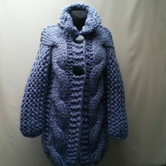 Handmade Knitted Chunky 100% Merino Wool Cardigan | Etsy