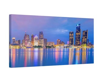 Detroit Skyline Polyester Canvas